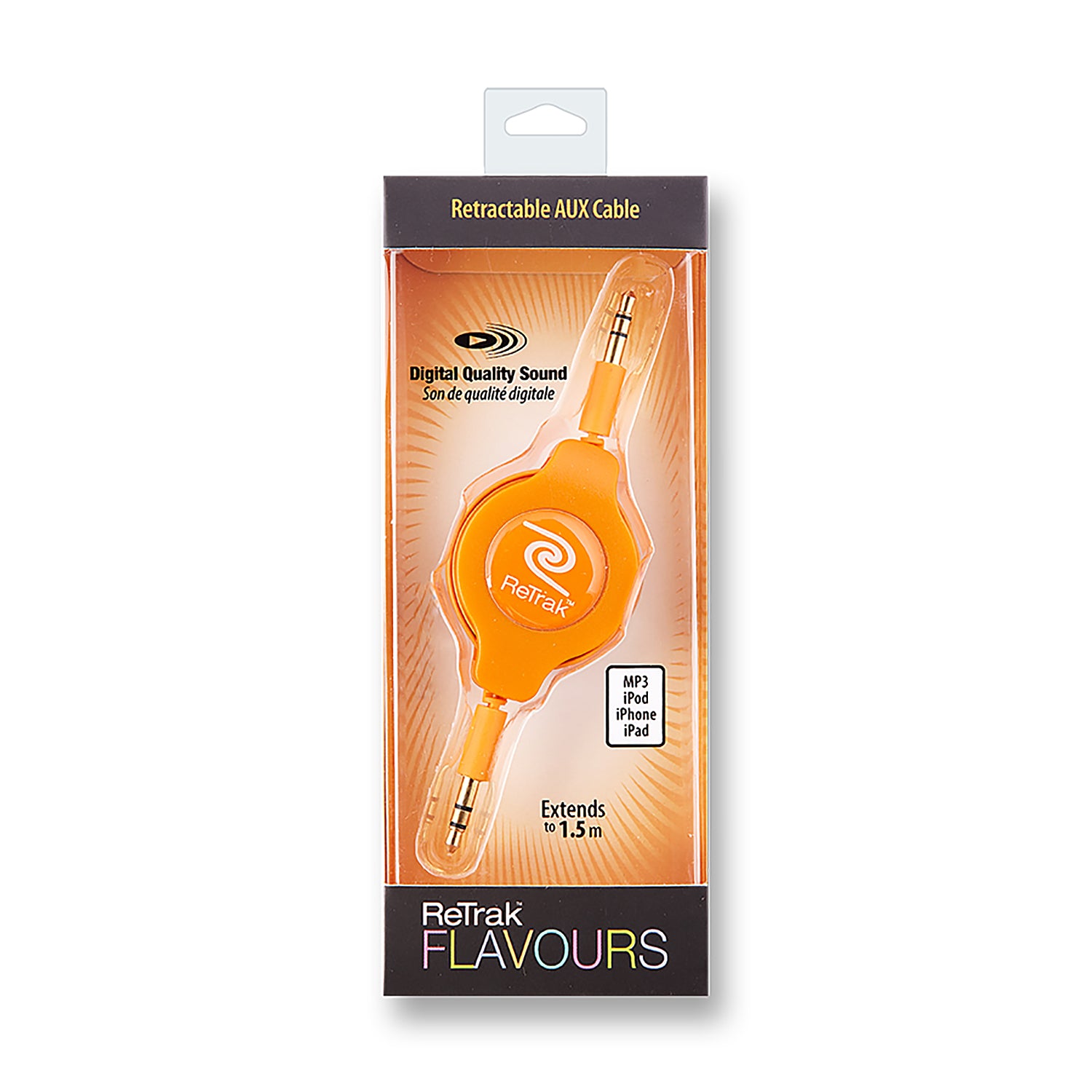 Audio Auxiliary Cord | Retractable Aux Cord | Orange