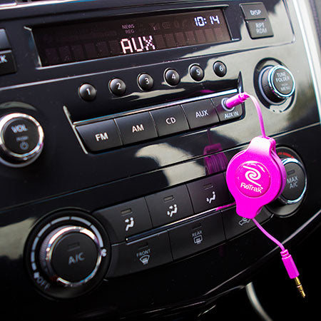 Retractable Aux Cord | Auxiliary Cable | Retractable Cord | Pink