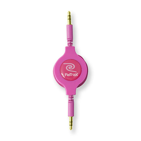 Retractable Aux Cord | Auxiliary Cable | Retractable Cord | Pink