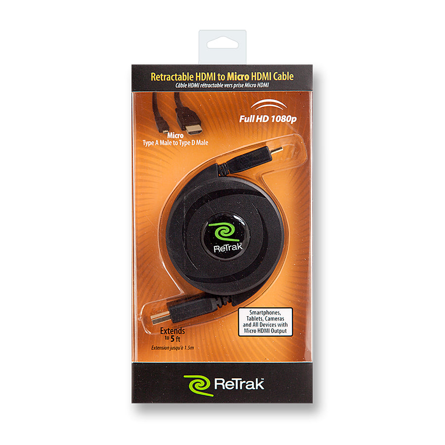 HDMI to Micro HDMI Cable | HDMI Type A to HDMI Type D  | Retractable Cable