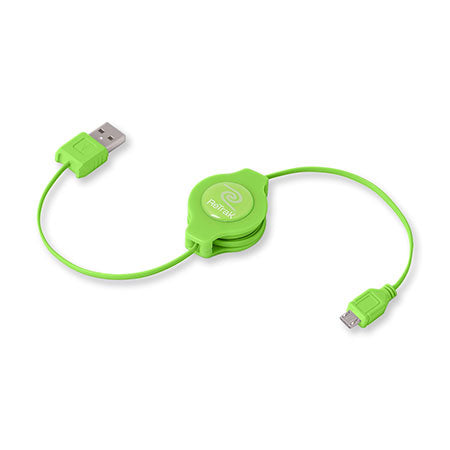 Micro USB Charger Cable | Retractable Micro USB Cord | Green