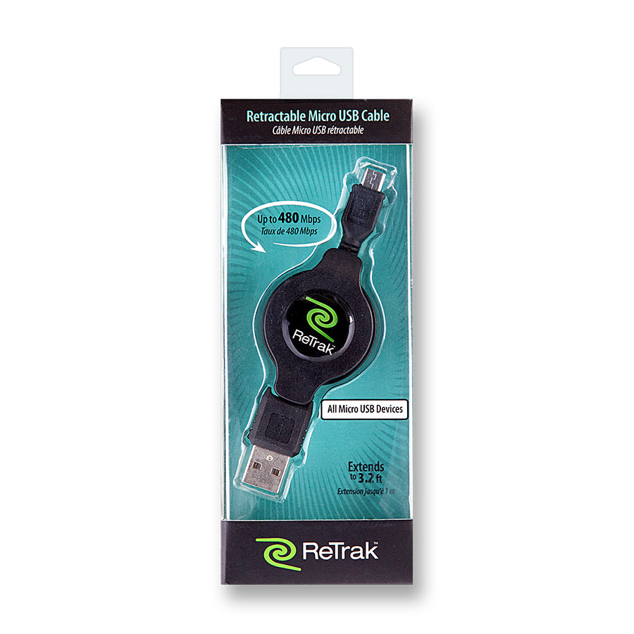 Micro USB Charging Cable | Retractable Micro USB Cable | Black