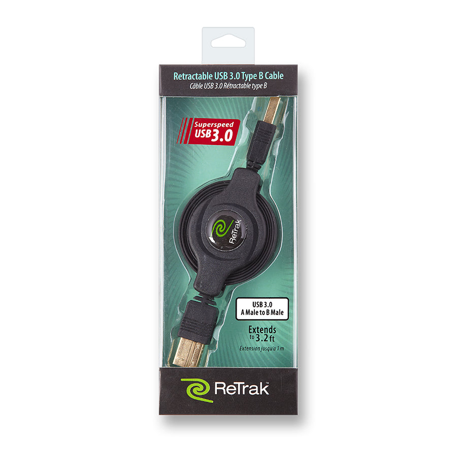 USB Cable Type B | Retractable Type B Cable | USB 3.0 Cord