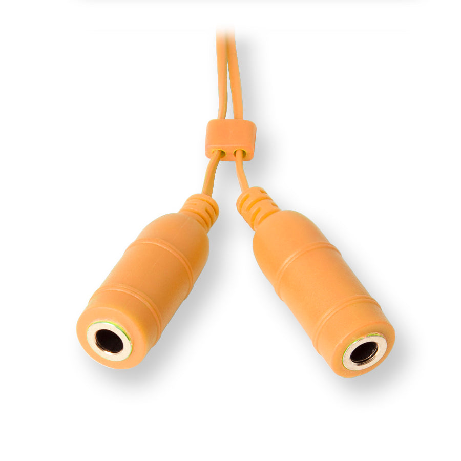 Headphone Splitter Adapter | Headphone Splitter | Retractable Cord | Orange