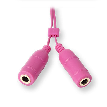 Retractable Headphone Splitter Adapter | Headphone Splitter | Retractable Cord | Pink