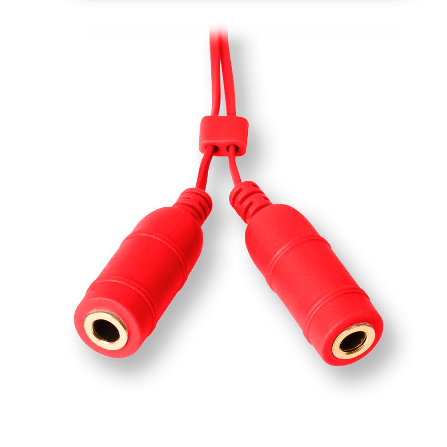 Headphone Splitter Adapter | Headphone Splitter | Retractable Cord | Red