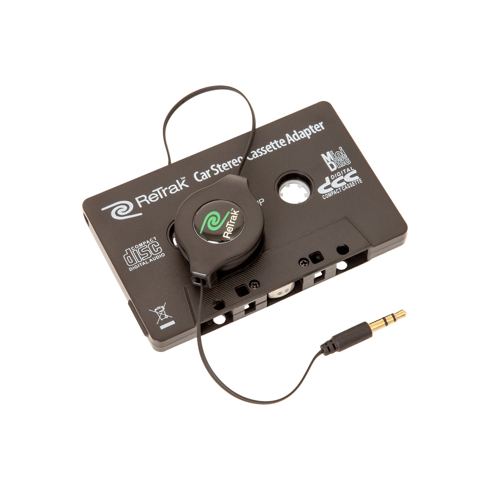 Cassette Adapter | Cassette Player Adapter | Retractable Cord | Black