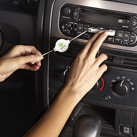 Stereo Cassette Adapter | Retractable Cassette Player Adapter | White