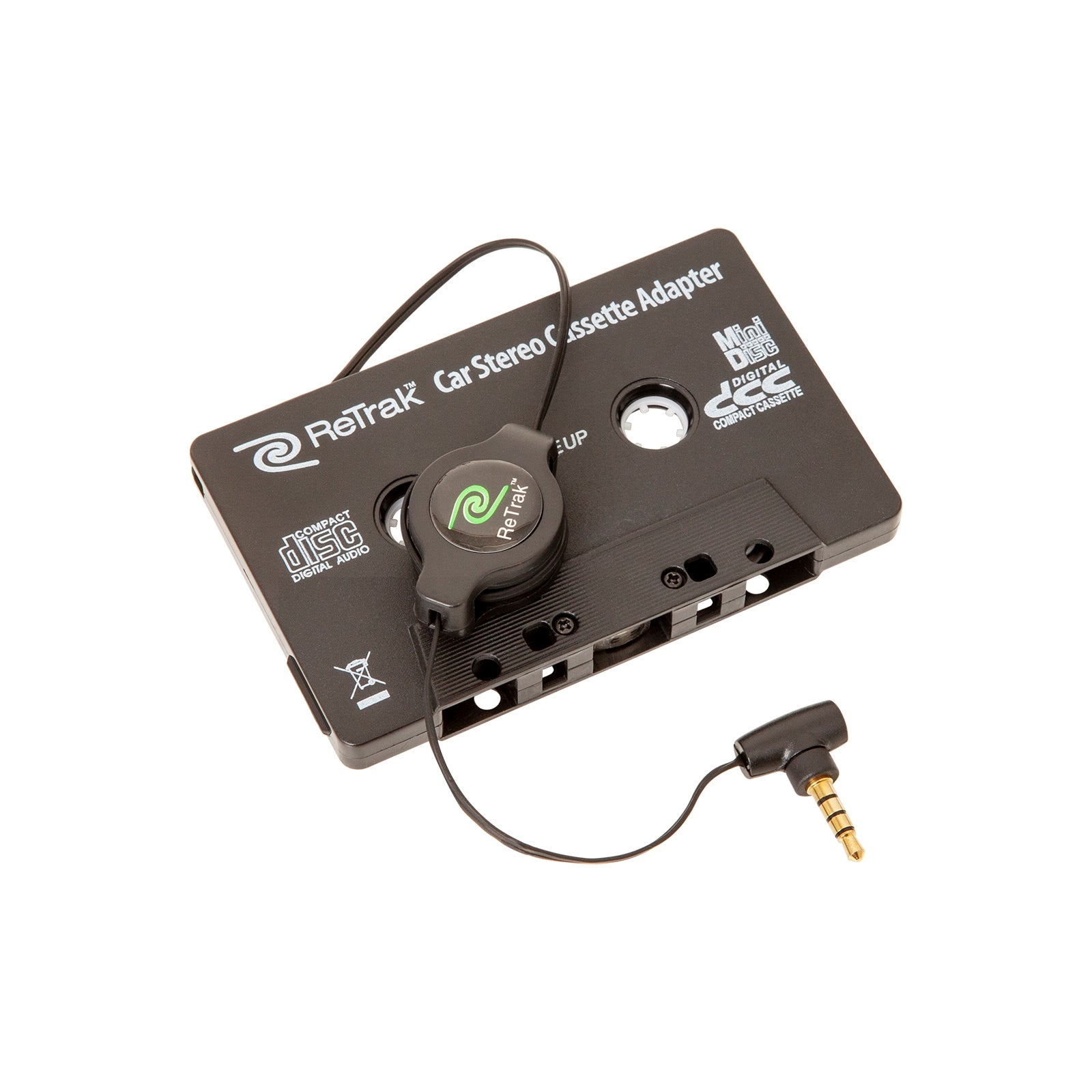 Cassette Adapter and Mic | Retractable Cassette Player Adapter | Black