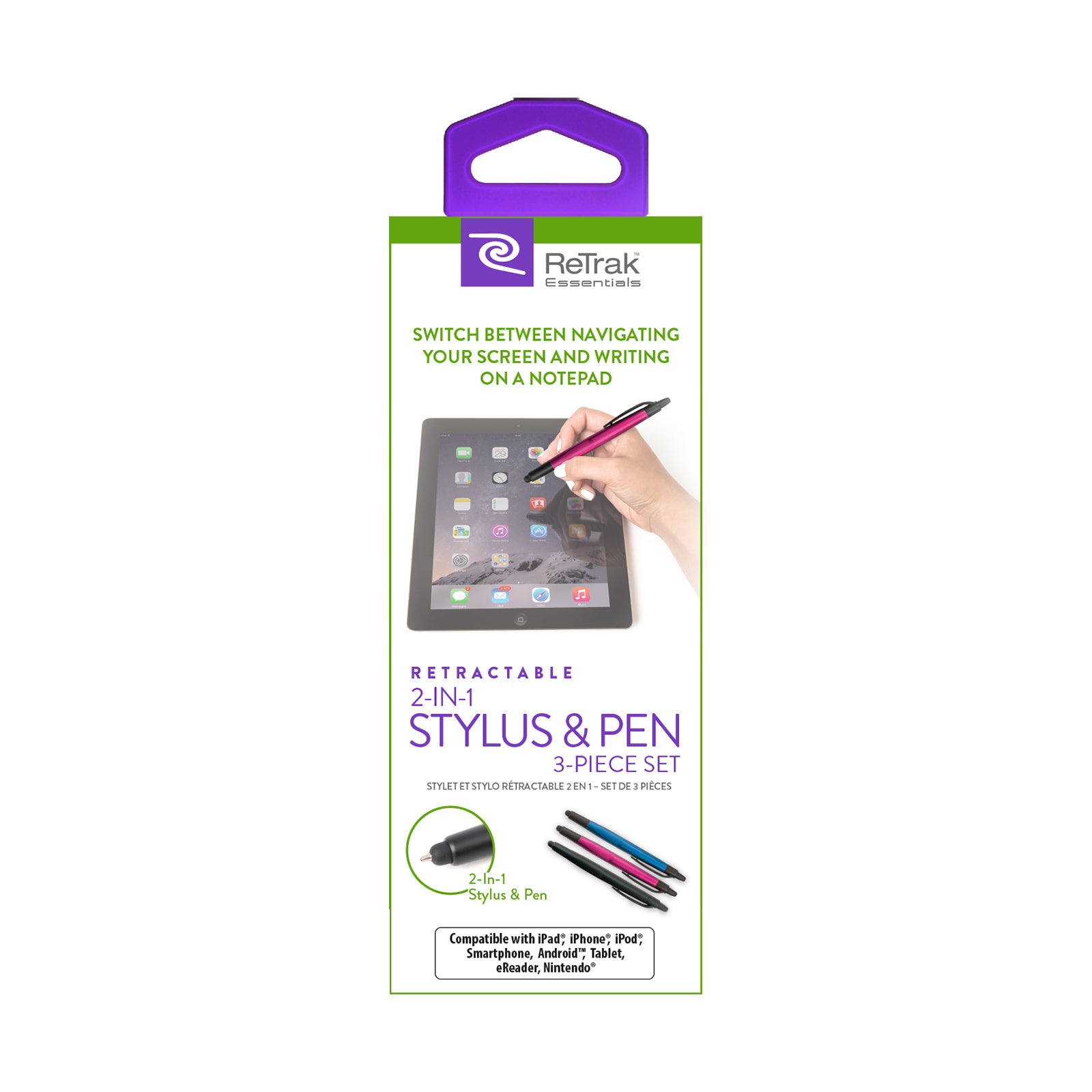 Stylus 3 Pack | Active Stylus Pens | Retractable Pens
