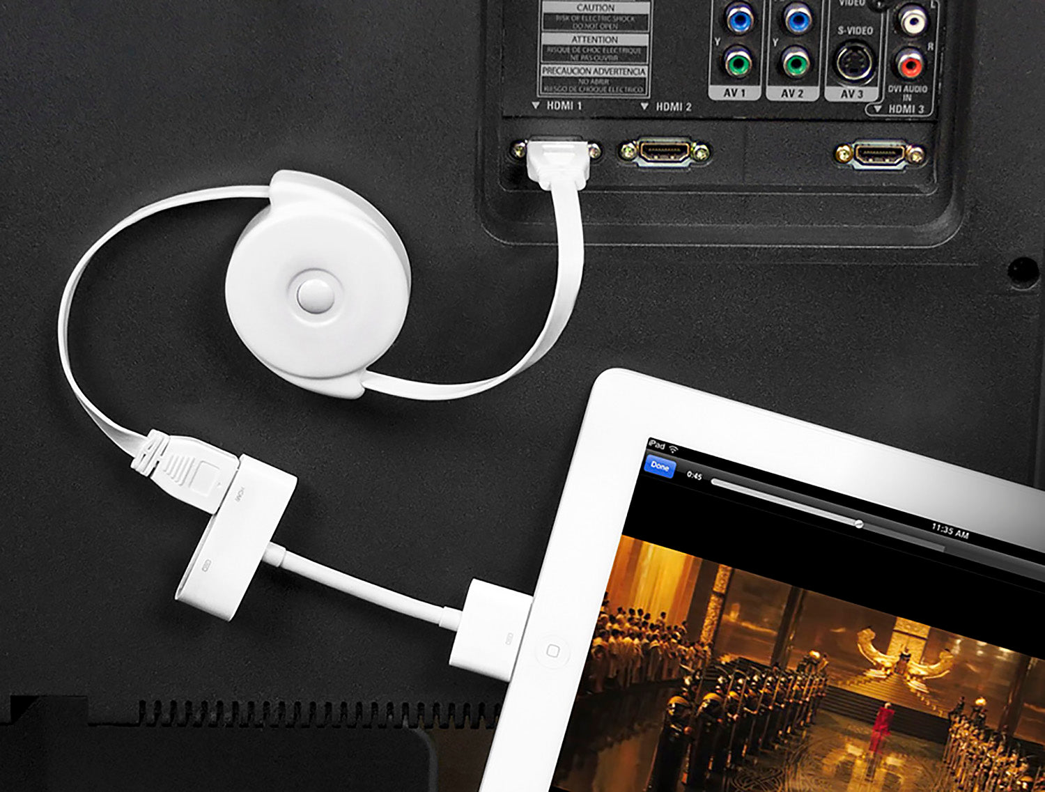 Retractable HDMI Cable | HDMI Cord for 1080p HDTV | Type A to Type A | White