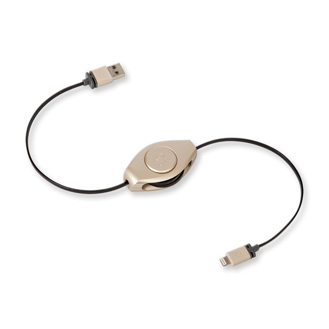 Retractable Lightning Cord | Lightning Charging Cord | Gold