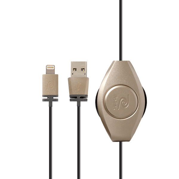 Retractable Lightning Cord Lightning Charging Cord Gold – ReTrak