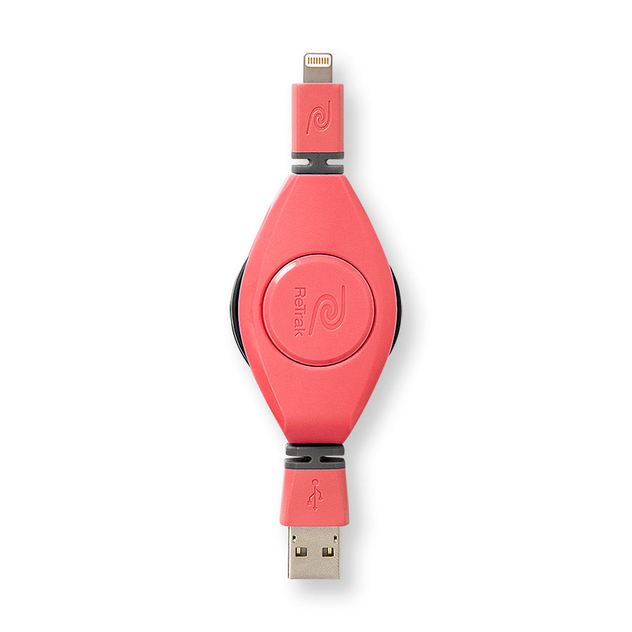 Retractable Lightning Cable | Lightning Charging Cable | Pink