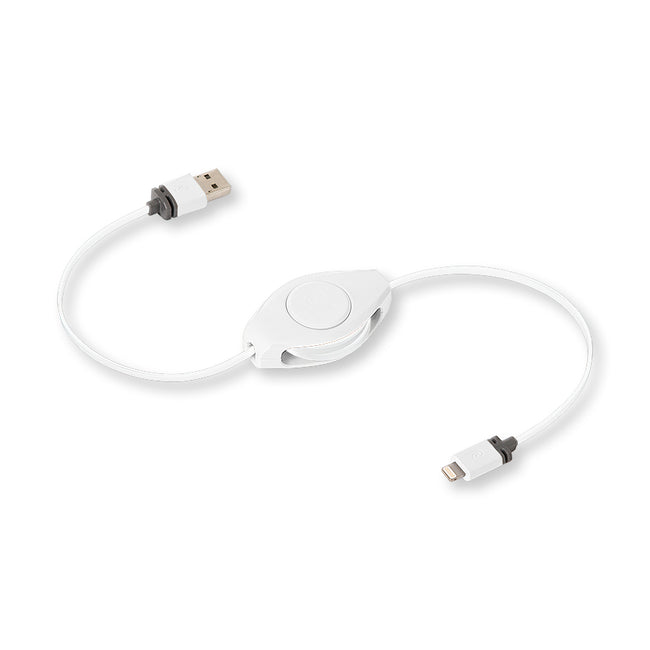 White Lightning Cable | Retractable Lighting Charging Cable