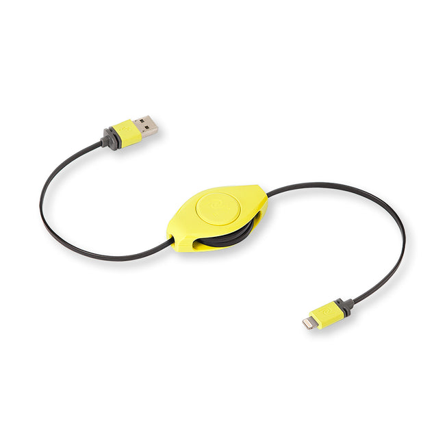 Lightning Charge Cable | Retractable Lightning Cable | Charge & Sync | Yellow