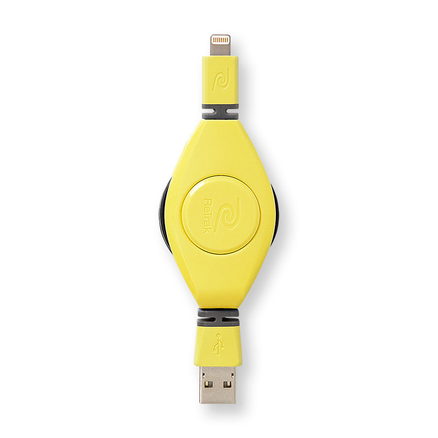 Lightning Charge Cable | Retractable Lightning Cable | Charge & Sync | Yellow