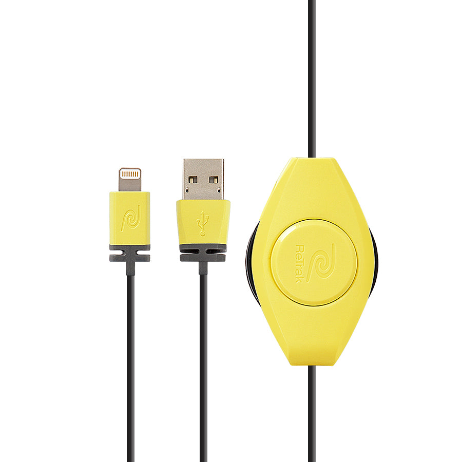 Lightning Charge Cable | Retractable Lightning Cable | Charge & Sync | Yellow