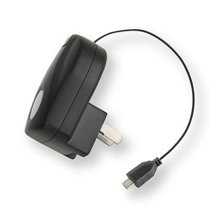Micro USB Charger | Smartphone Wall Charger | Retractable USB Cable | Black