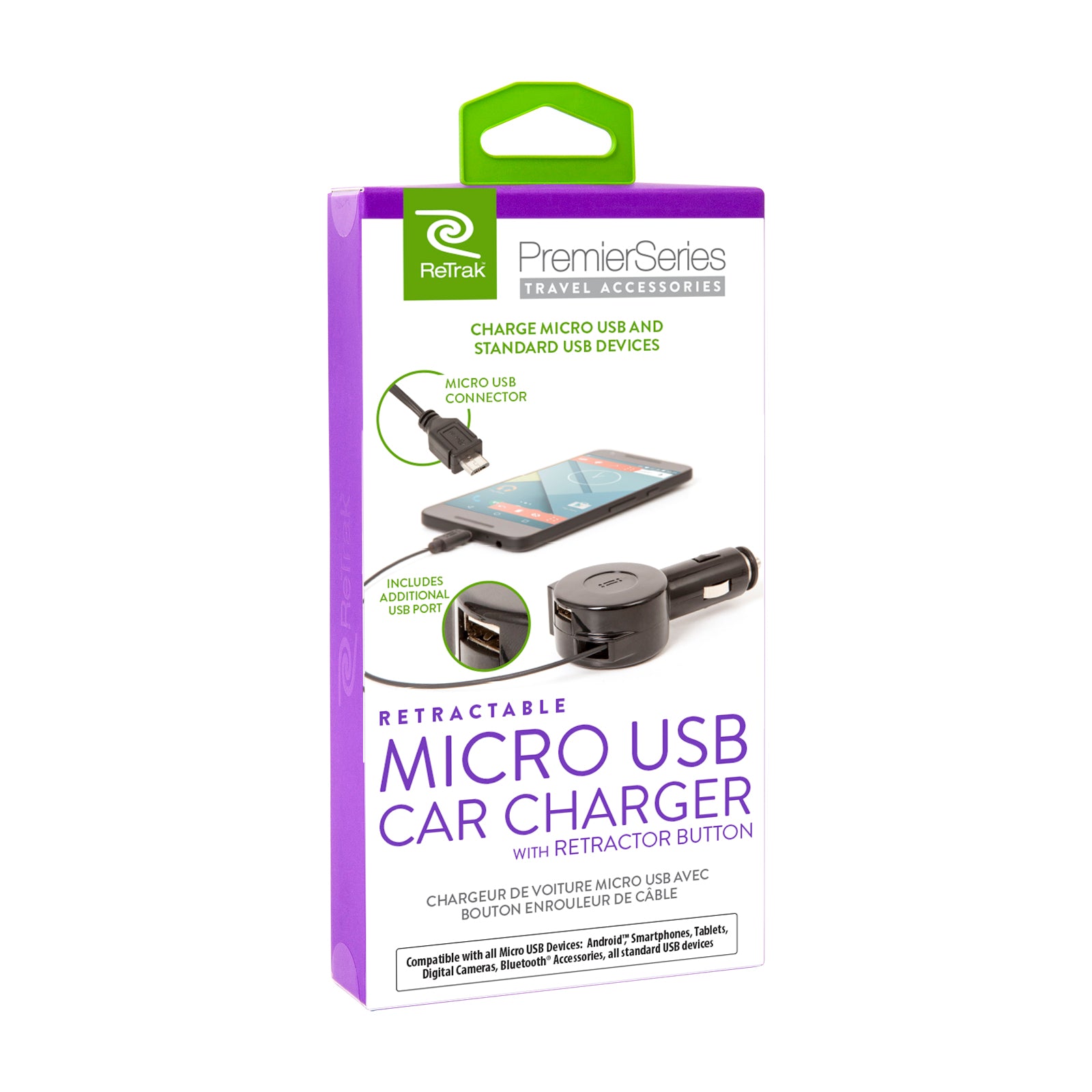 Micro USB Car Charger | Retractable Micro USB Charging Cable