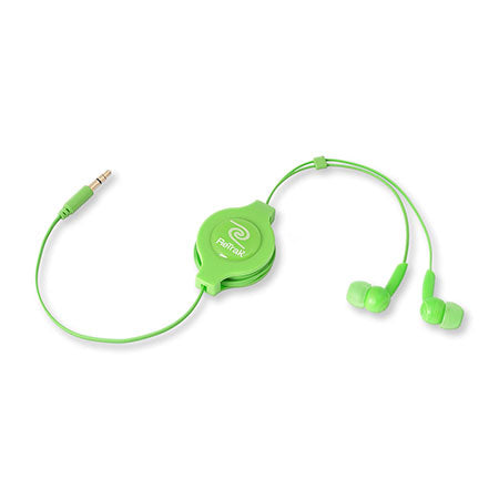 In-ear Headphones | Retractable Audio In-ear Earbuds Cord | Green