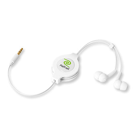 White In-ear Earbuds | In-ear Headphones | Retractable Cable | In-Line Mic & iPhone Controls