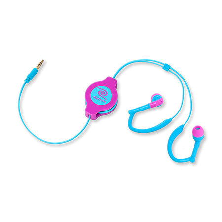 Over-the-ear Headphones | Retractable Cord | Over-the-ear Earbuds | Neon Pink and Blue