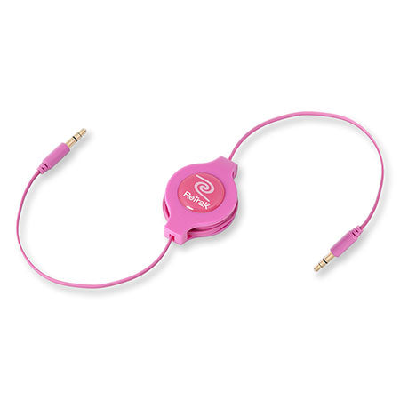Retractable Aux Cord | Auxiliary Cable | Retractable Cord | Pink