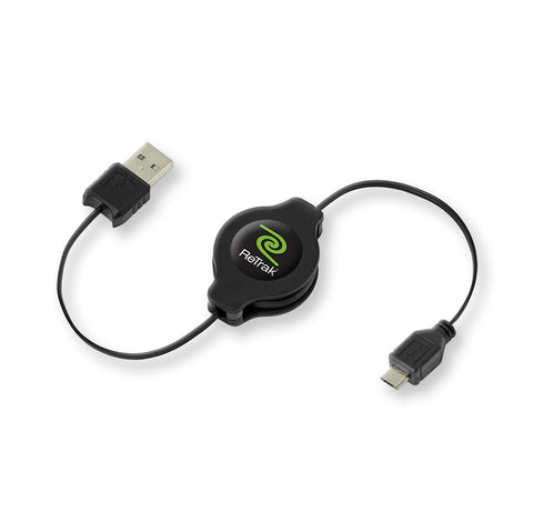 Mini USB Charging Cable | Retractable Mini USB Cord | Black