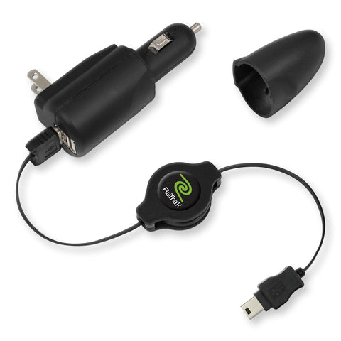 Lightning Wall Charger | Retractable Lightning Charging Cable | 2.4A Wall Charger | Black