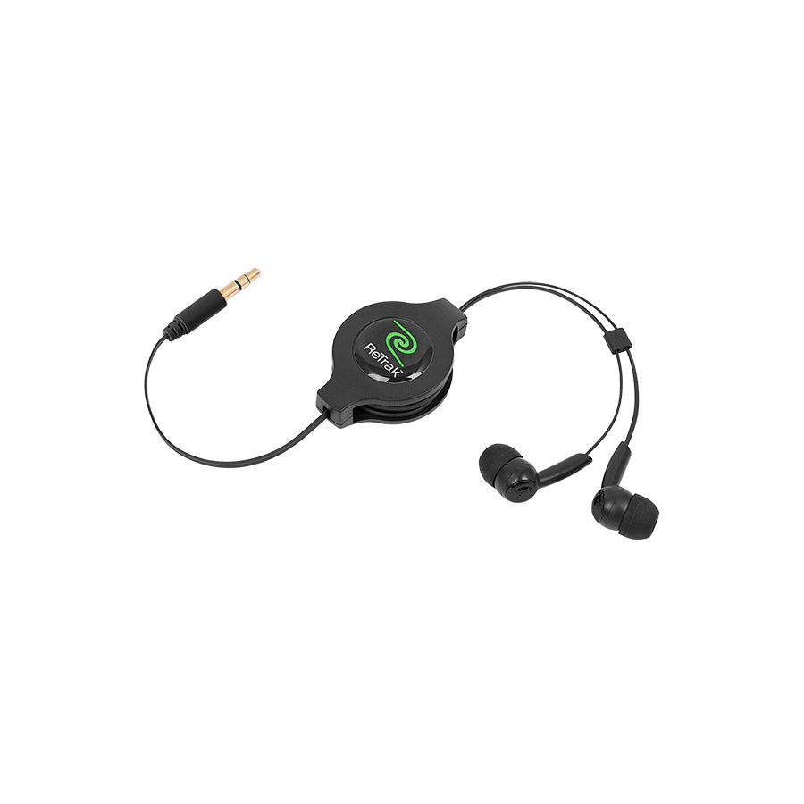 Earbud Headphones | Retractable In-ear Earbuds Cord | Black