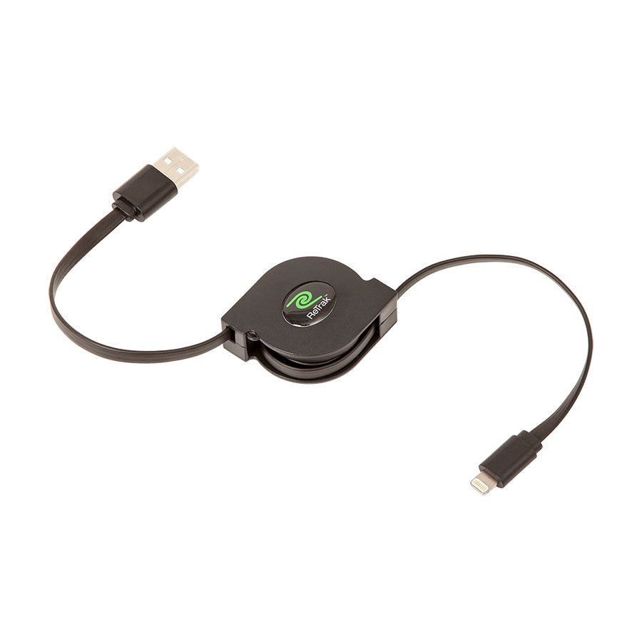 Retractable Lightning Cord | Charge & Sync Lightning Cable | Black