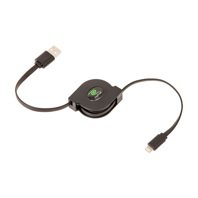 Retractable Lightning Cord | Charge & Sync Lightning Cable | Black