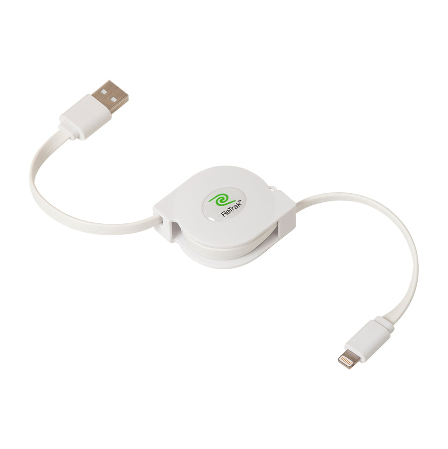 Lightning Charging Cable | Retractable Lightning Cable | Charge & Sync | White