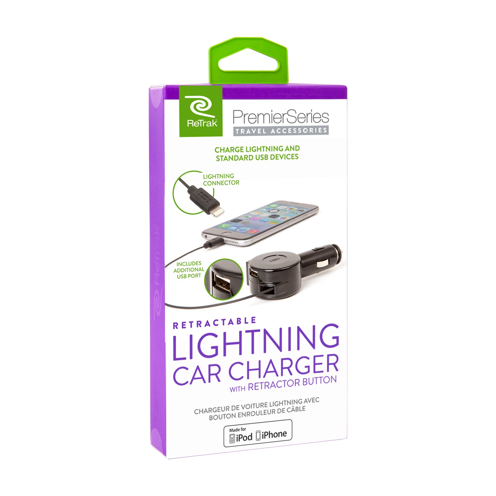 Lightning Car Charger | Retractable Lightning Charging Cable