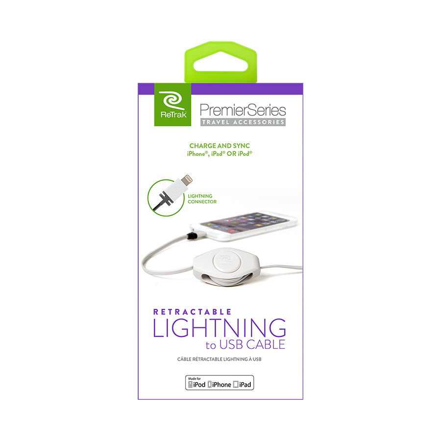 White Lightning Cable | Retractable Lighting Charging Cable