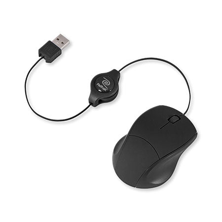 Metallic Computer Mouse | Retractable Mouse Cord | Metallic Gray