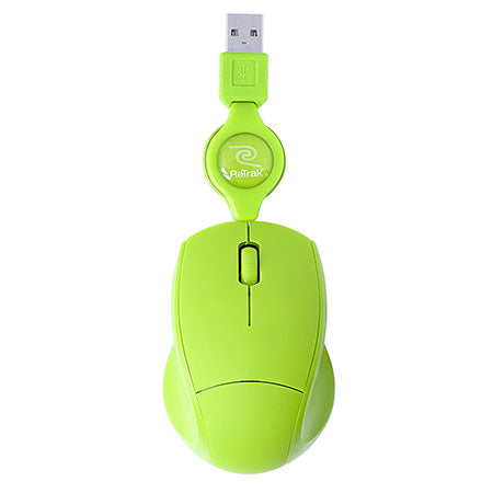 Basic Optical Mouse | Retractable Cord | Green