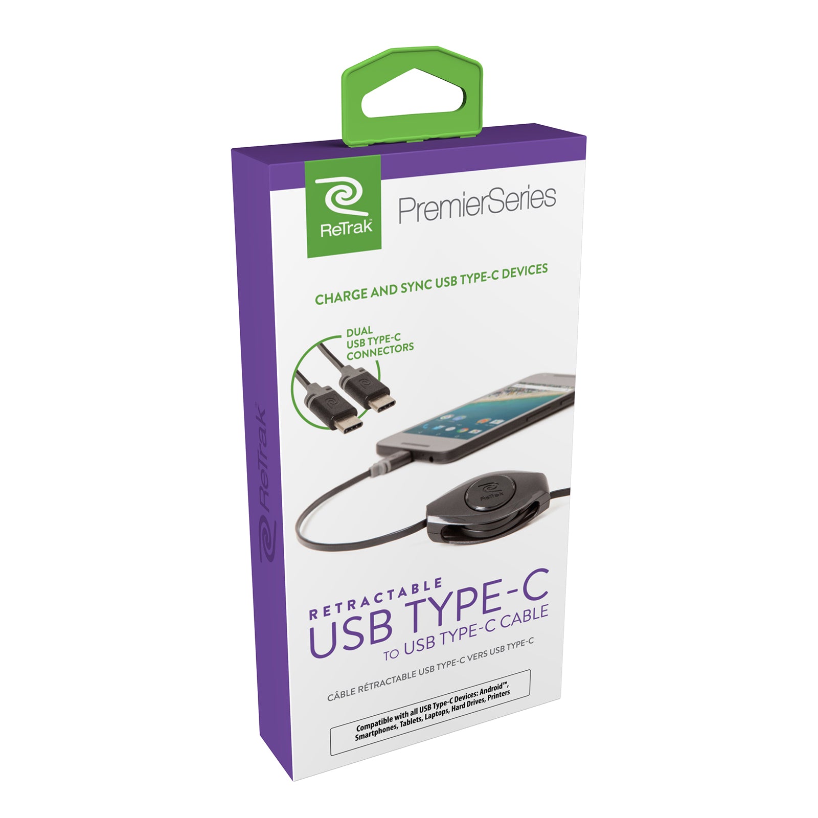 USB-C to USB-C | Premier Retractable Cord | Black