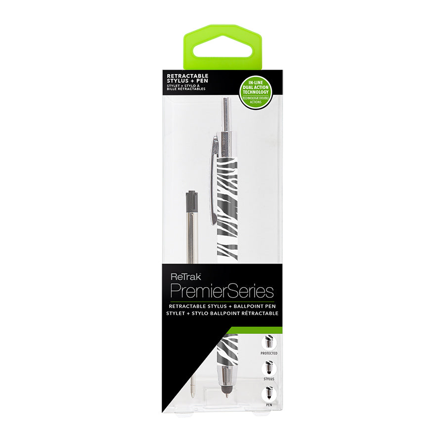 Zebra Print Stylus Pen | Retractable Premier Series Stylus Pen