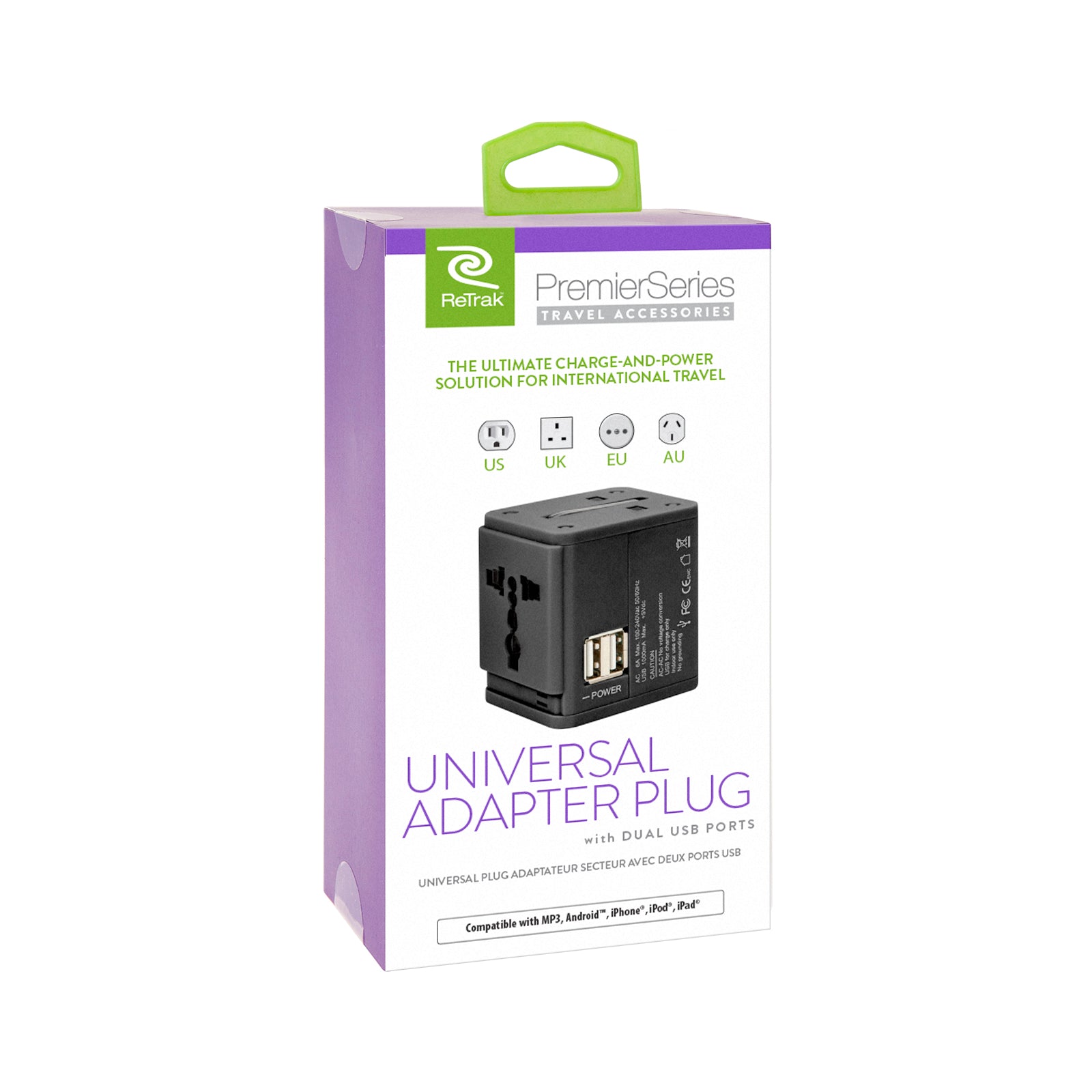 Universal Travel Adapter | Built-in Dual USB Charger | Universal