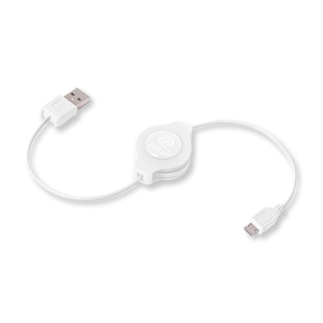 White Micro USB Cable | Retractable Micro USB Cable